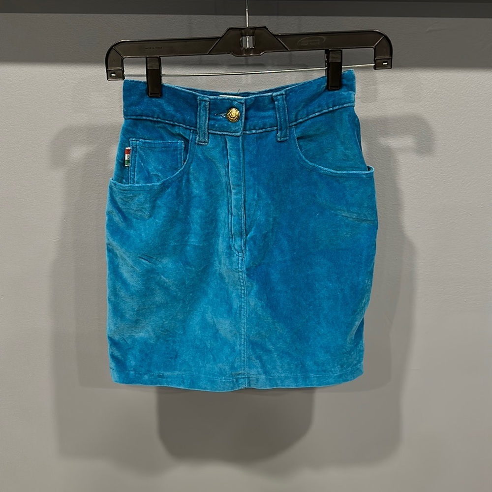 Moschino Women's Blue Skirt Vintage Moschino Velvet Skirt.